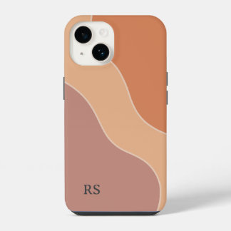 Aangepaste Boho Pastel Golven Monogram Zachte Oran iPhone 14 Hoesje