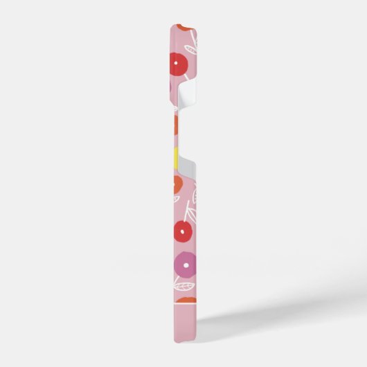 Aangepaste Boho Pink Modern Floral patroonnaam iPhone Hoesje (Linkerkant)