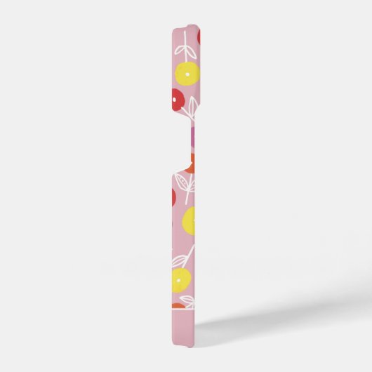 Aangepaste Boho Pink Modern Floral patroonnaam iPhone Hoesje (Rechterkant)