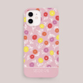 Aangepaste Boho Pink Modern Floral patroonnaam iPhone Hoesje