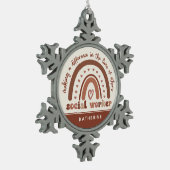 Aangepaste Boho Rainbow Social Worker-waardering Tin Sneeuwvlok Ornament (Links)
