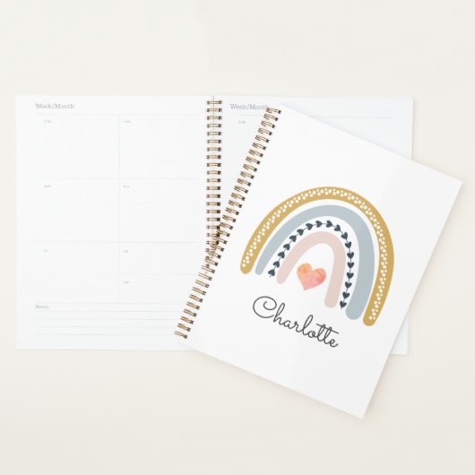 Aangepaste Boho Rainbow-Waterverf Planner (Display)
