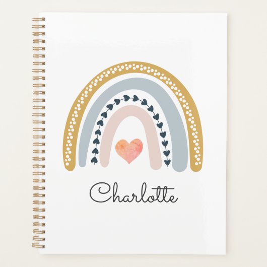 Aangepaste Boho Rainbow-Waterverf Planner (Voorkant)