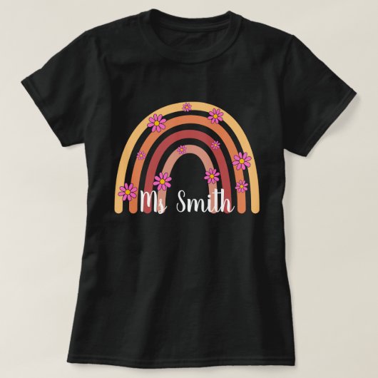 Aangepaste Boho Regenboog Leraar, Gepersonaliseerd T-shirt (Design voorkant)