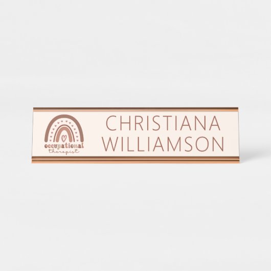 Aangepaste Boho-regenboog tegen beroepsmatige ther Bureau Naambordje (Voorkant)