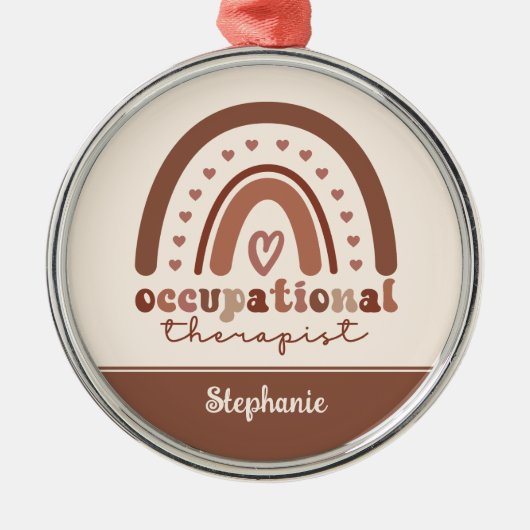 Aangepaste Boho-regenboog tegen beroepsmatige ther Metalen Ornament (Voorkant)