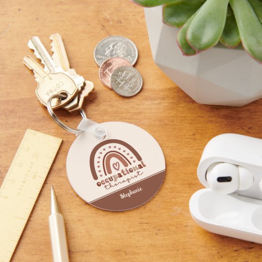 Aangepaste Boho-regenboog tegen beroepsmatige ther Sleutelhanger (Bureau)