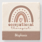 Aangepaste Boho-regenboog tegen beroepsmatige ther Stenen Onderzetter (Voorkant)