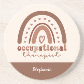 Aangepaste Boho-regenboog tegen beroepsmatige ther Zandsteen Onderzetter (Voorkant)
