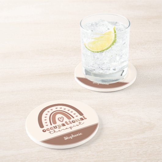 Aangepaste Boho-regenboog tegen beroepsmatige ther Zandsteen Onderzetter (Zijkant)