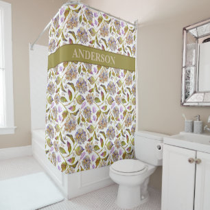 Aangepaste Boho Rustic Leaves Print Douchegordijn