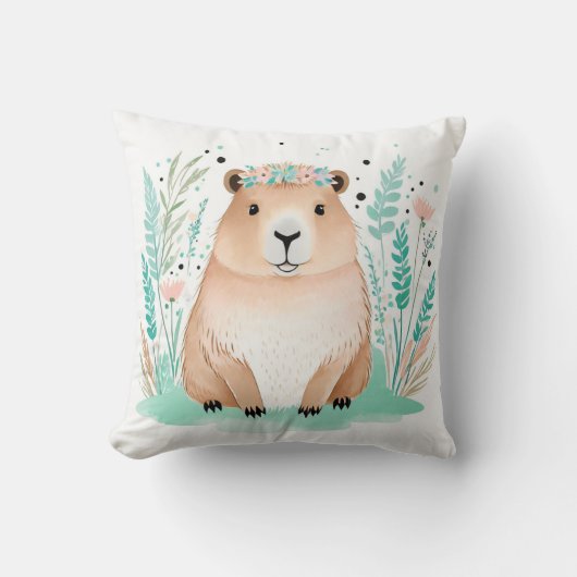 Aangepaste Boho Schattige Capybara Kussen Pastel G (Voorkant)