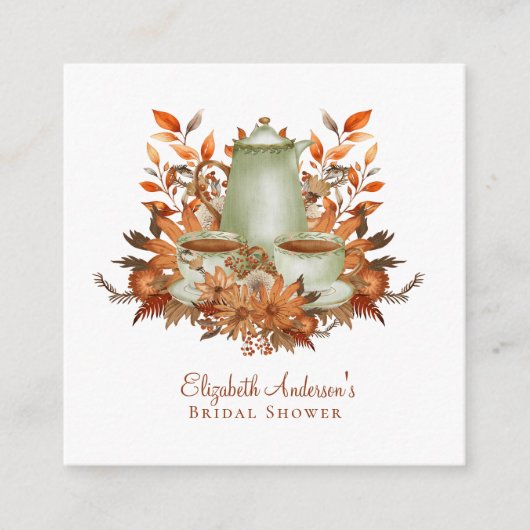 Aangepaste Boho Terracotta Bloemige Salie Thee Par Informatiekaartje (Voorkant)