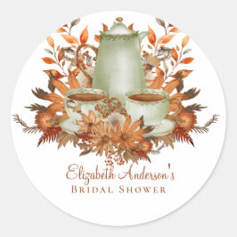 Aangepaste Boho Terracotta Bloemige Salie Thee Par Ronde Sticker