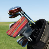 Aangepaste Boho Vintage Rode Paarse Strepen -  Golfheadcover (Insitu)