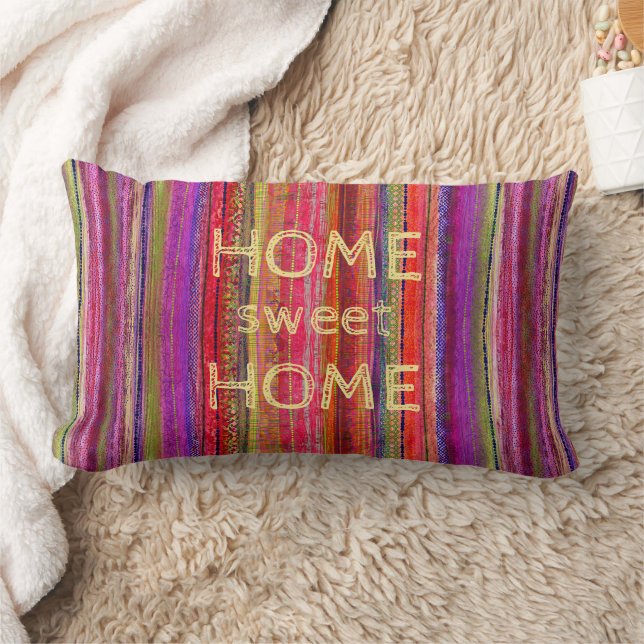 Aangepaste Boho Vintage Rode Paarse Strepen -  Kussen (Deken)