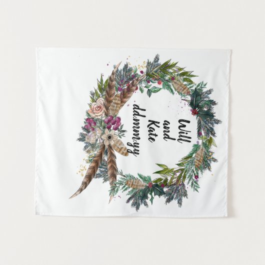 Aangepaste Boho Winter Wedding Receptie Photo Boot Wandkleed (Voorkant (horizontaal))