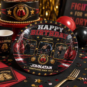 Aangepaste Boksen Verjaardagsfoto Kampioen Feest Papieren Bordje