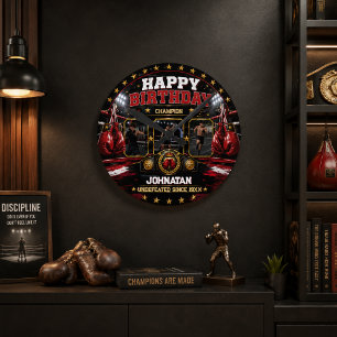 Aangepaste Boksen Verjaardagsfoto Kampioen Feest Ronde Klok