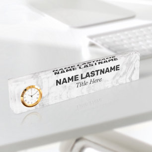 Aangepaste Bold Grijs Marmer Minimalistische Moder Naambordje