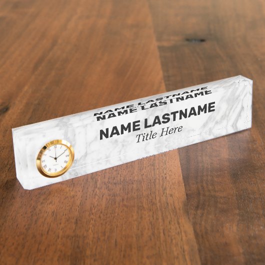 Aangepaste Bold Grijs Marmer Minimalistische Moder Naambordje (Zijkant)