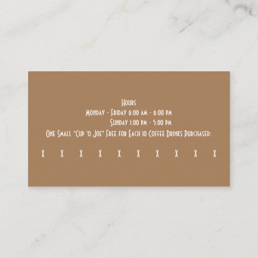 Aangepaste bonen Coffee Shop Business & Punch Visitekaartje (Achterkant)