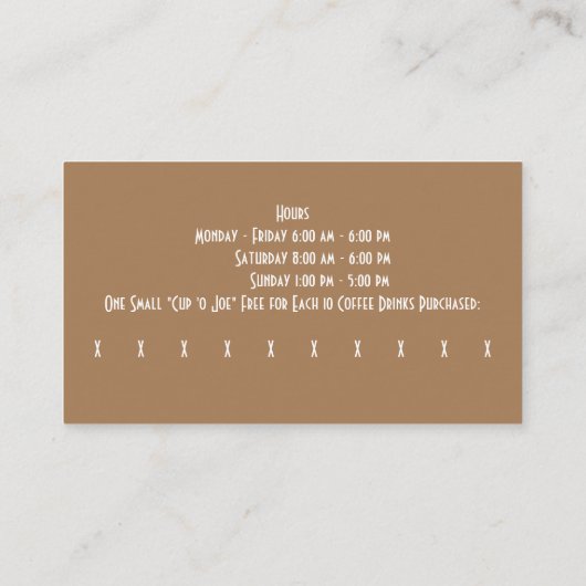 Aangepaste bonen Coffee Shop Business & Punch Visitekaartje (Achterkant)