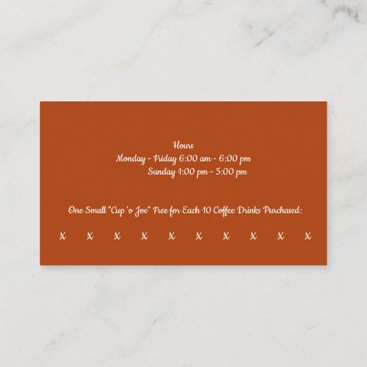 Aangepaste bonen en kopje koffie chop loyalty punc visitekaartje (Achterkant)