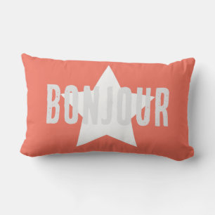 Aangepaste Bonjour roze minimalisme achtergrond Buitenkussen