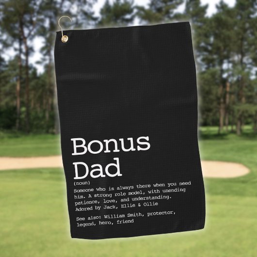 Aangepaste Bonus Vader Stiefvader Definitie Zwart Golfhanddoek