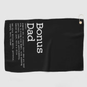 Aangepaste Bonus Vader Stiefvader Definitie Zwart Golfhanddoek (Horizontaal)