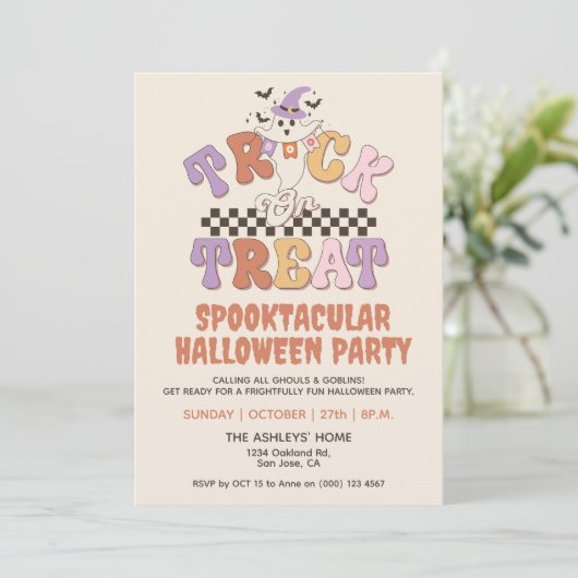 Aangepaste Boo Ghost Schattigee Trick or treat Hal Kaart (Staand voorkant)