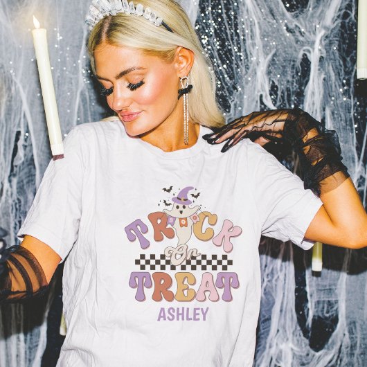 Aangepaste Boo Ghost Schattigee Trick or treat Hal T-shirt