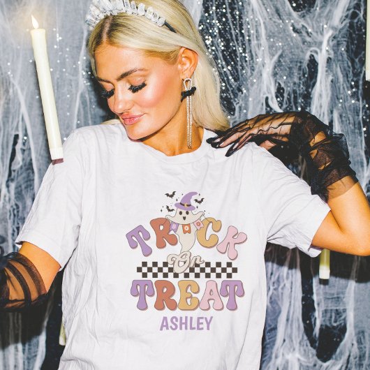 Aangepaste Boo Ghost Schattigee Trick or treat Hal T-shirt