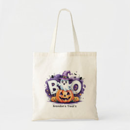 Aangepaste Boo Ghost Trick or treat Tote Bag