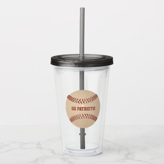 Aangepaste boodschap Bedrukte honkbal Acryl Drinkbeker (Voorkant)