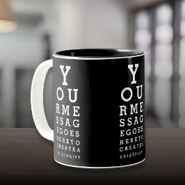 Aangepaste boodschap Leuke Oogtest Grafiek Opticie Tweekleurige Koffiemok