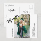 Aangepaste boodschap moderne afstudeer dank je briefkaart (Voorkant / Achterkant)