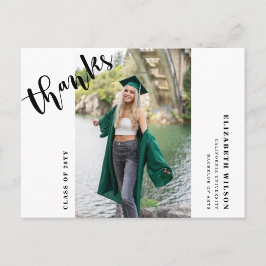 Aangepaste boodschap moderne afstudeer dank je briefkaart (Voorkant)