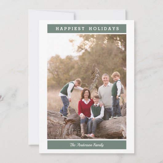 Aangepaste boodschap | Sage | Kerstmis foto Kaart (Voorkant)