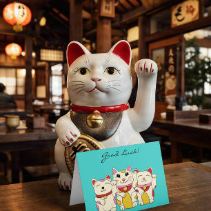 Aangepaste boodschap Veel succes Maneki Neko katte Kaart