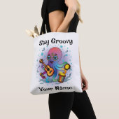 Aangepaste boodschappentas | Retro Octopus | Naam Tote Bag (Dichtbij)