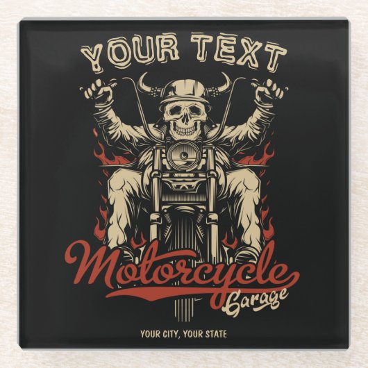 Aangepaste boodschappentas voor motorfietsen glazen onderzetter (Voorkant)