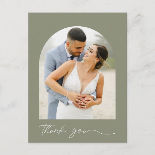 Aangepaste boog foto bruiloft dank u briefkaart (Voorkant)