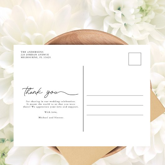 Aangepaste boog foto bruiloft dank u briefkaart