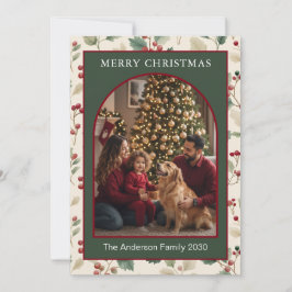 Aangepaste boog kerst groene hulst Eenvoudig 1 fot Feestdagenkaart
