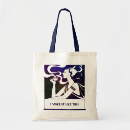 Aangepaste boogdoenkoffie Art Nouveau Woman Chic F Tote Bag