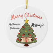 Aangepaste bookish kerstboom keramisch ornament (Voorkant)