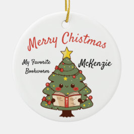 Aangepaste bookish kerstboom keramisch ornament