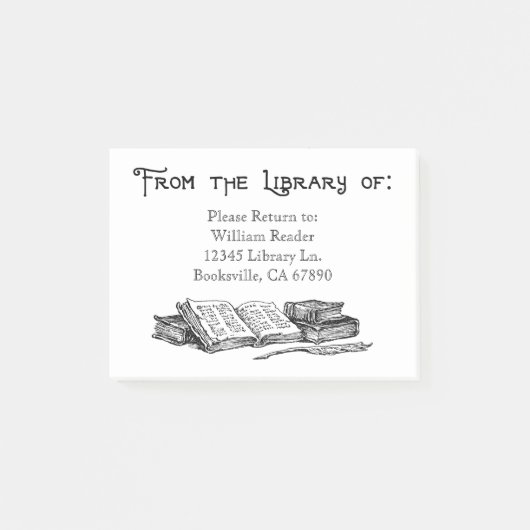 Aangepaste Bookplate  Boeken Schrijven Quill Post-it® Notes (Voorkant)